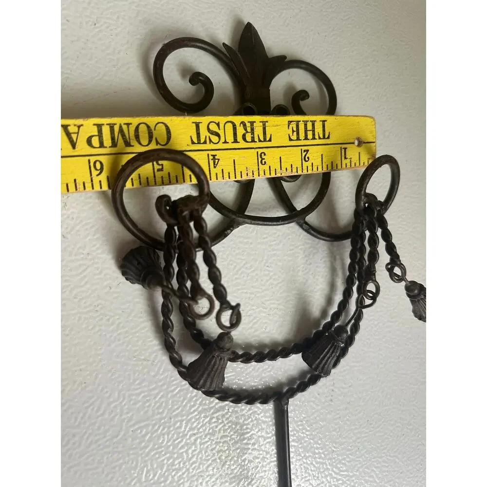 Wall Hook metal tassels hanging vintage style ornate decor hallway 10x6”